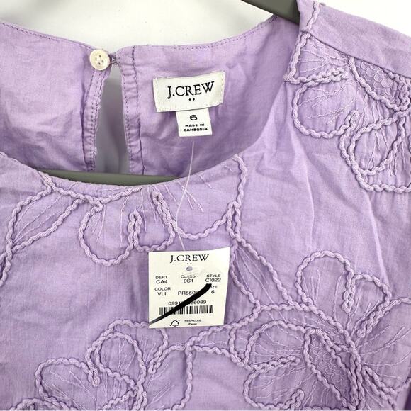 J Crew Floral Eyelet puff-sleeve mini dress in purple Size 6 - Picture 4 of 9